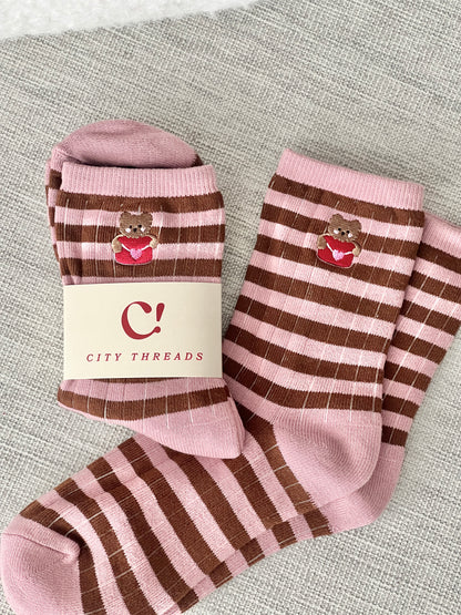 Pink & Brown Striped Sock