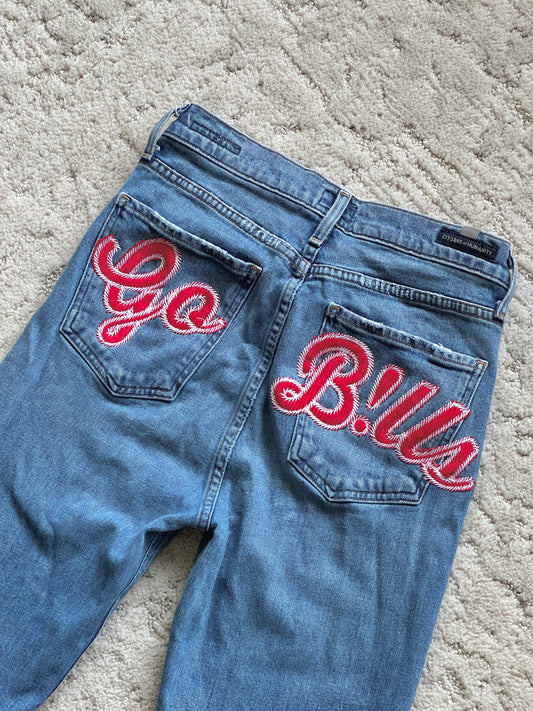 Waist:27 Inseam:37.5 Hip:32 Rise:11